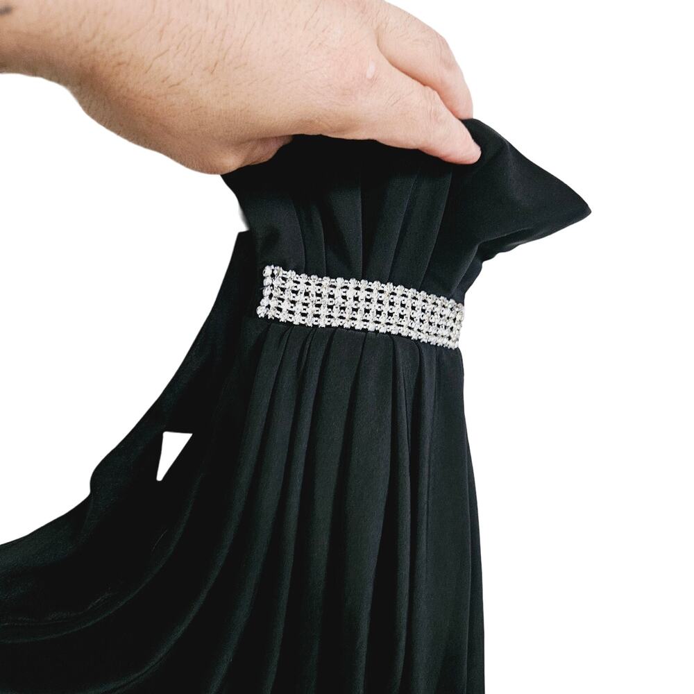 Eureka Women's 2X One Shoulder Ruffled Strap Mini Dress Black Glam Semi Formal - Picture 4 of 7